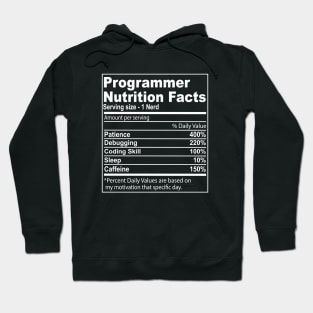 programmer Nutritional Values Funny Nutrition Facts Hoodie